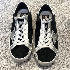 Golden Goose, black suede and silver leather
